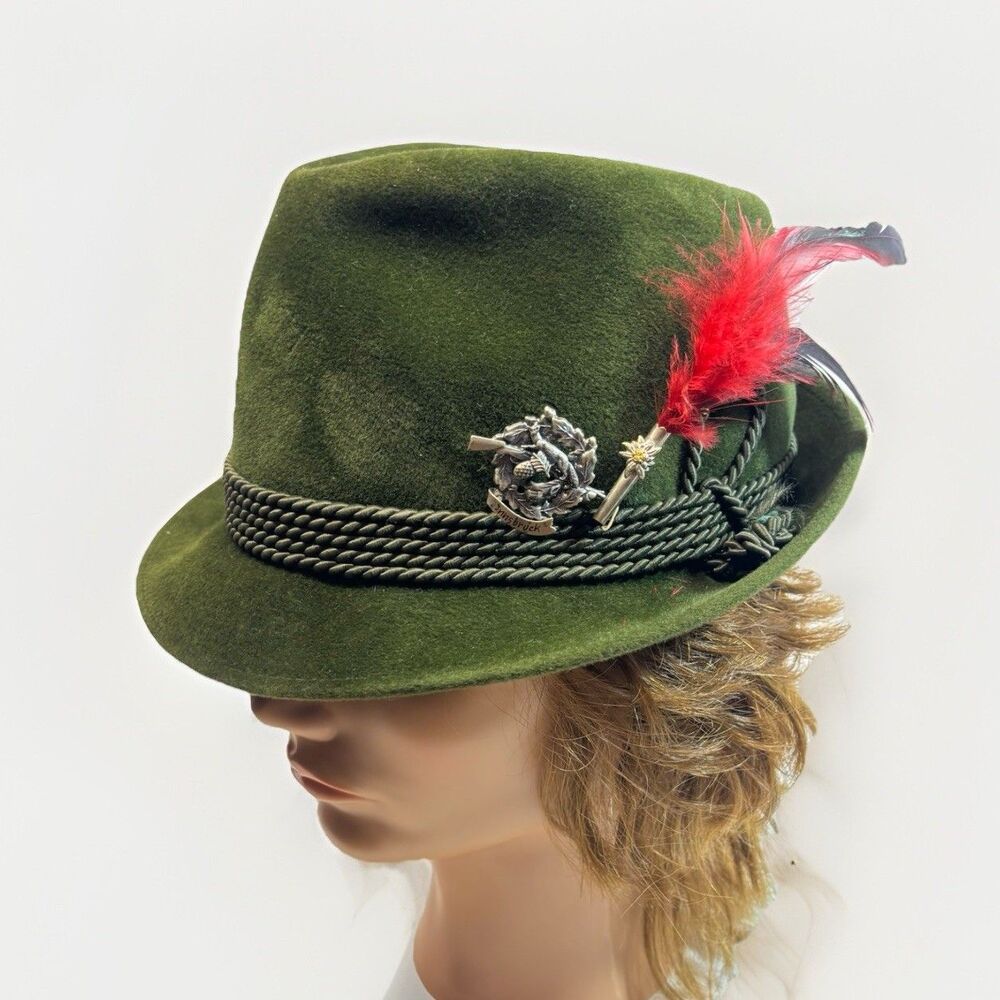 Anton Pichler Graz Austria Tyrolean Jäger Hat Green Sz US 6 3/4 EU 38